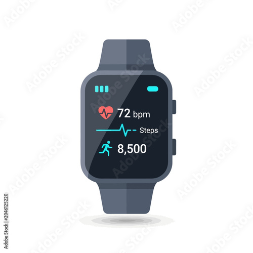 Smartwatch with heart rate monitor display.