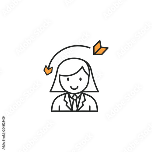 Smiling Business Woman in Simple Line Art.