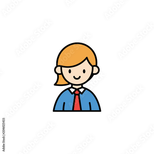 Smiling business woman in blue shirt.