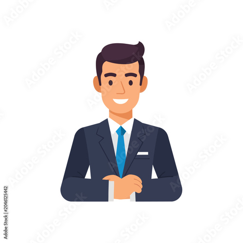 Smiling Businessman in Blue Suit.