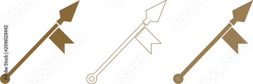 Foto Stylized Spear Icon Set, Medieval Weaponry Graphic Elements, Ancient Battle Symb