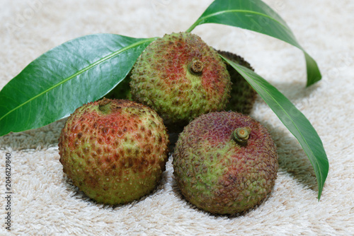 Chinese green lychee, sweet, juicy, subtropical fruit native to China.