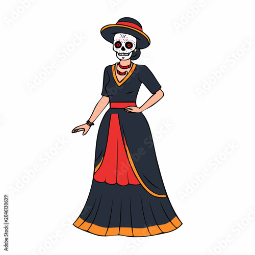 Dia de Muertos Woman with Sugar Skull Face