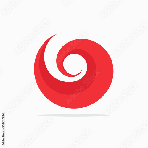 Red Swirl Logo on White Background