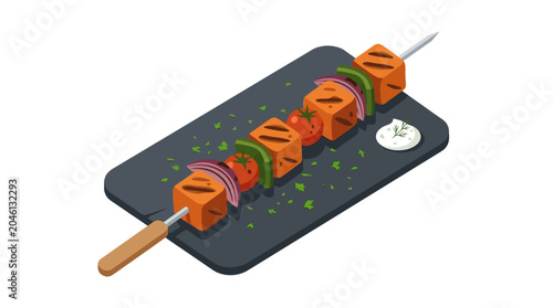 Εκτύπωση καμβά Colorful skewered food on plate.