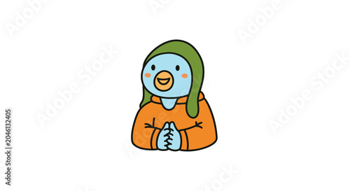 Foto Smiling cartoon character in orange.