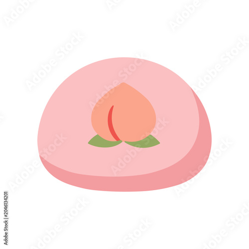 Fotografie Mochi with pink bean paste filling.