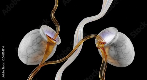 Kidney anatomy, human urinary system, 3D illustration, medical concept