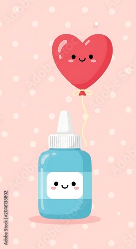 Cute blue water bottle with heart shaped red topper.