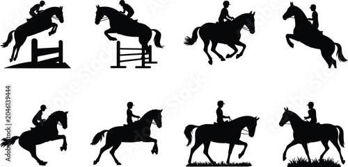 Photos Equestrian Horse Riding Silhouette Collection Featuring Jumping Dressage and Sho