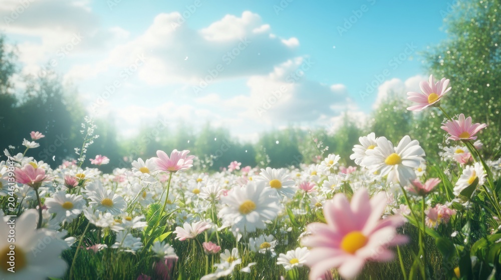 Obraz premium beautiful daisies in a field on a sunny day