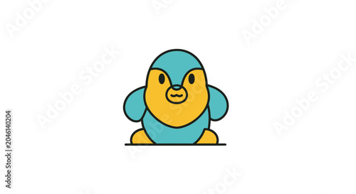 Schilderij op canvas Smiling Cartoon Penguin Character.