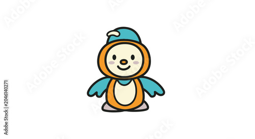 Schilderij op canvas Smiling cartoon penguin in costume.