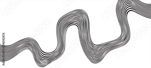 Fotografi Black on white abstract perspective line stripes with 3d dimensional effect isolated on white