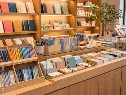 Aesthetic Stationery Store Interior with Organized Retail Display