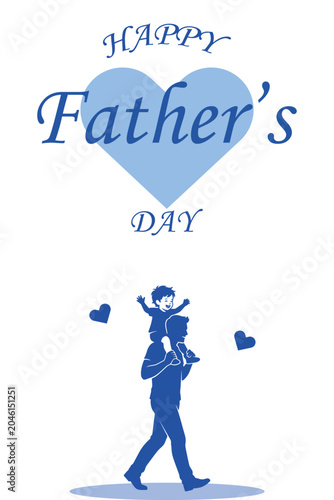 Father Carrying Child Happy Father's Day Vector Illustration