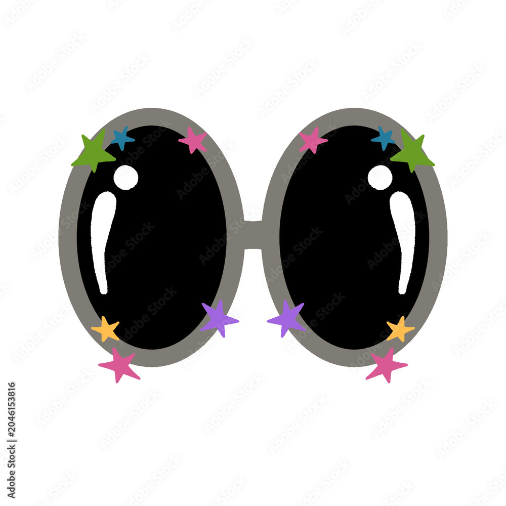 Fototapeta premium Retro Oval Sunglasses with Star Decoration Vector Vintage Fashion Eyewear