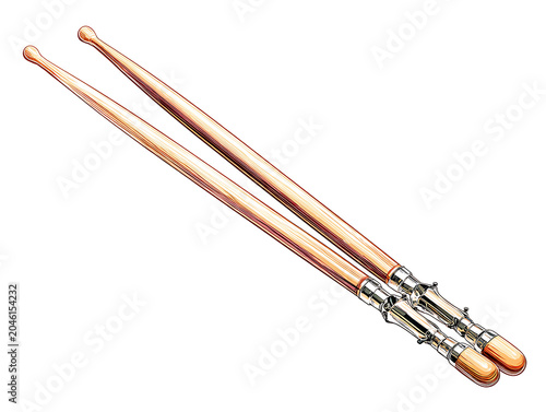 A pair of traditional wooden chopsticks isolated on a clean white background as a classic Asian food utensil