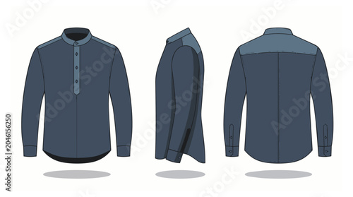 Illustration of a blue long-sleeved shirt.