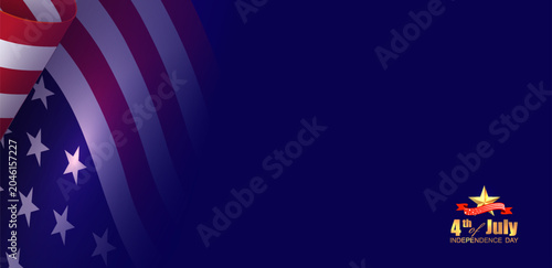 Festive blue illustration with the silhouette of the American flag.