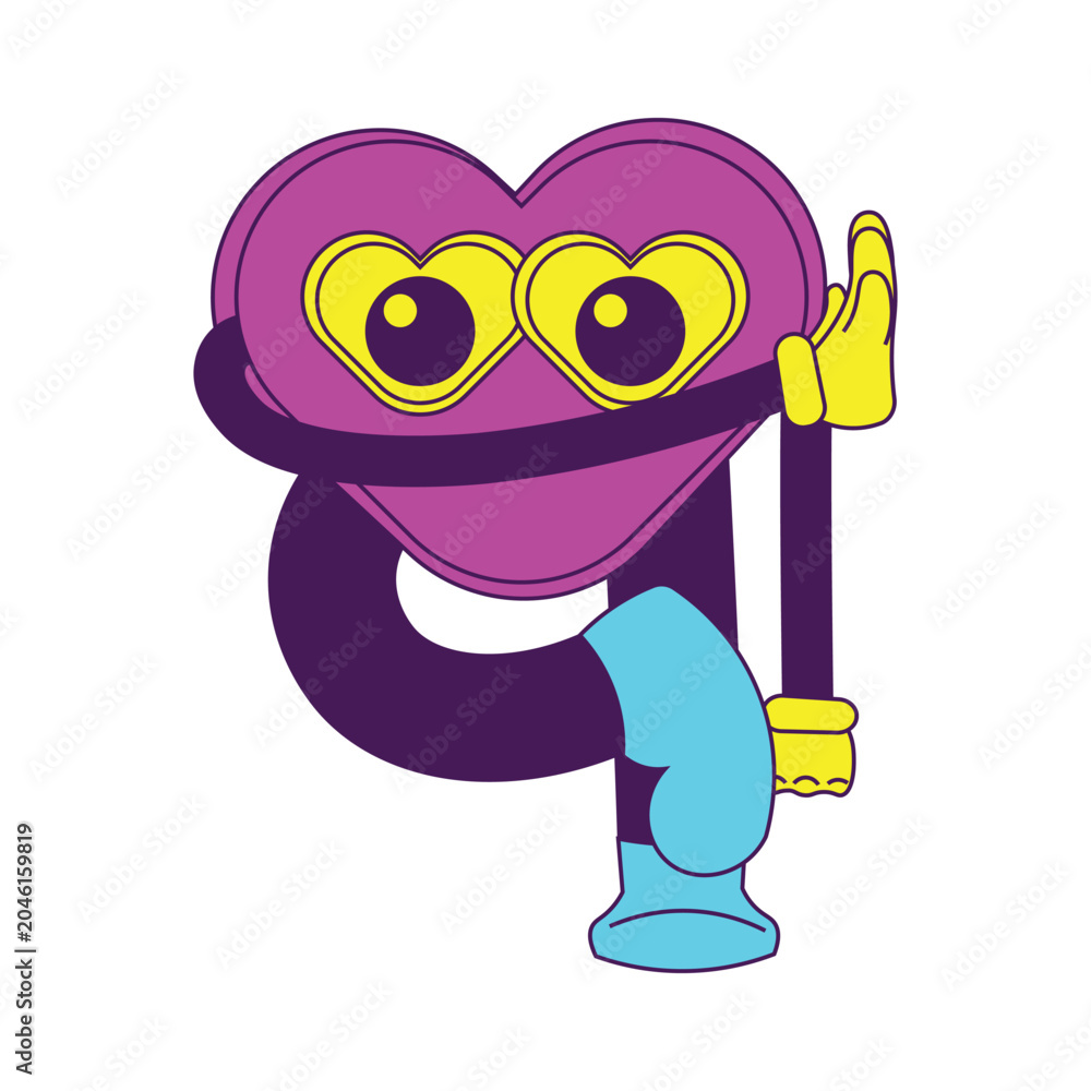 Fototapeta premium Love Retro Cartoon Character