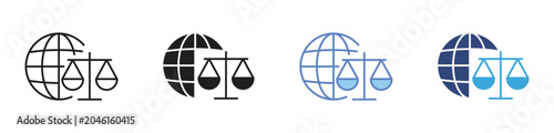 Photos Global Justice Icon Set, legal compliance, justice scales, international law, re