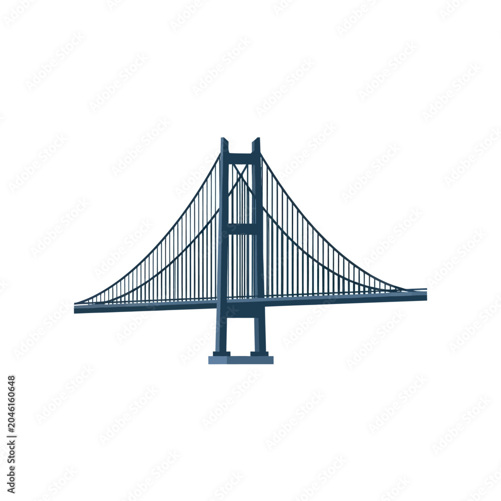 Fototapeta premium Suspension Bridge Steel Structure Architecture.