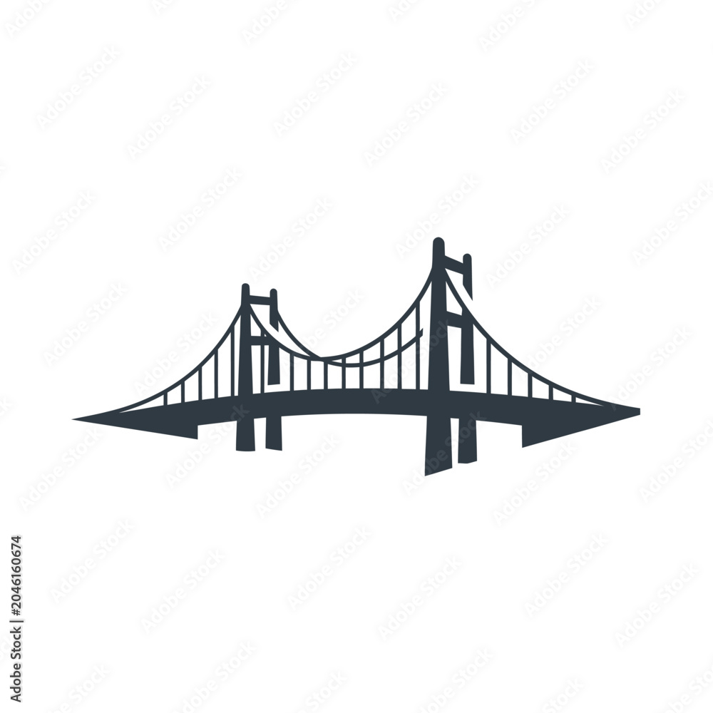 Obraz premium Suspension Bridge Structural Icon Design.