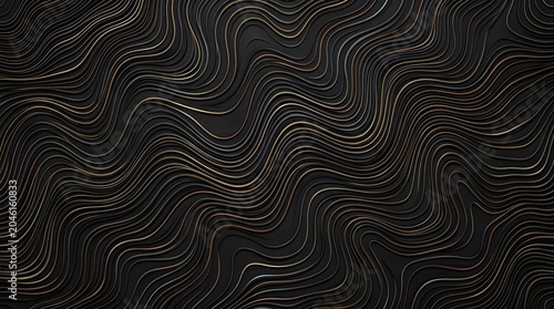 Luxury Black and Gold Abstract Wavy Pattern Background