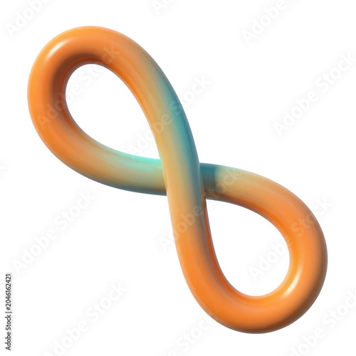 3D Rendered Infinity Symbol With A Gradient From Orange To Blue On A White Background - Concept Of Endless Possibilities