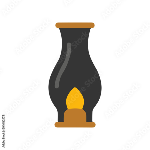 Photos Black oil lamp with flame.