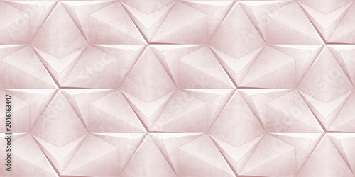 Fotografi A soft pink geometric pattern with a 3D effect, resembling faceted crystals or folded paper