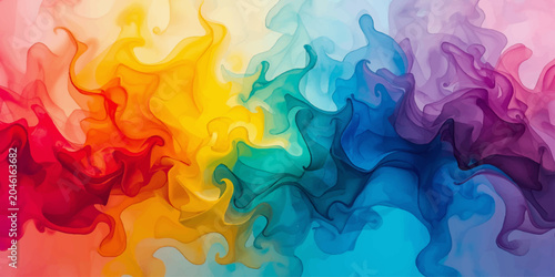 Φωτογραφία Abstract Colorful Smoke Background with Flowing Blue and Purple Light Waves