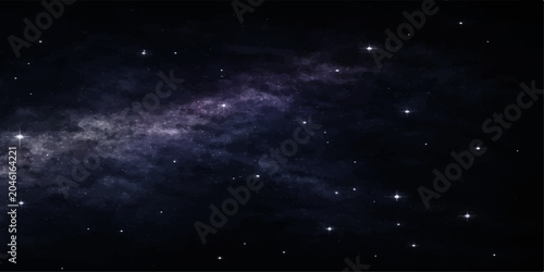 Bild auf Leinwand Starry Night Sky with Bright Stars and Galaxy Clouds