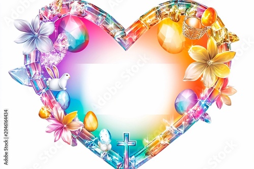Easter postcard with a colorful egg frame and spring designs