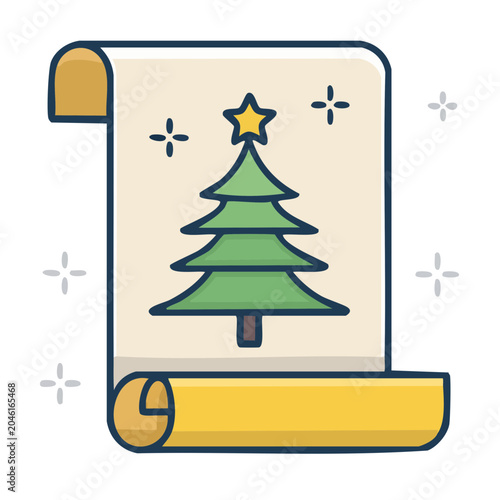 Christmas tree on a scroll icon