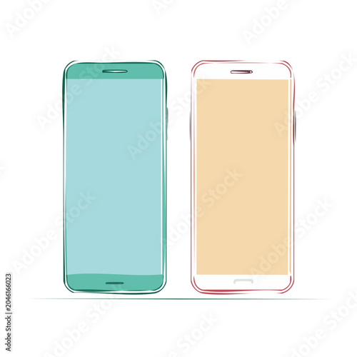 Two modern smartphones side by side, flat design