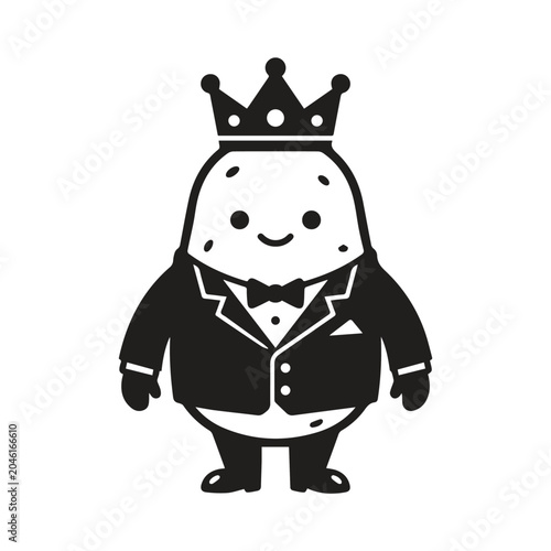 фотографія Cute potato mascot character wearing a tuxedo and a crown with character
