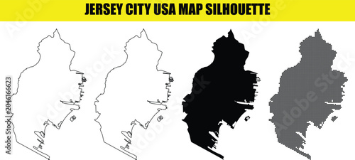 Valokuva Jersey city usa map silhouette outline and fill vector art isolated on transparent background