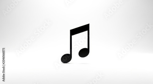 Black musical eighth note symbol isolated on white background
