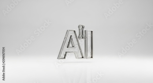 Silver metallic text symbol with circuit board texture isolated