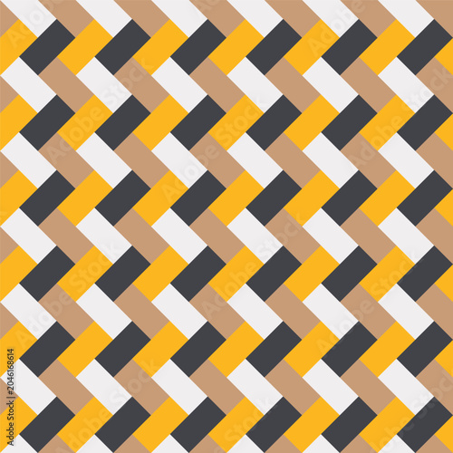 Pattern created from yellow, charcoal grey, camel and white diagonal rectangles