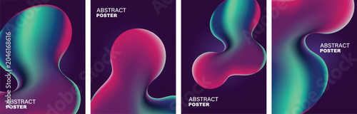 Bild auf Leinwand Fluid shapes with gradient colors abstract poster design
