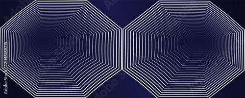 Obraz na płótnie Abstract dark blue geometric tunnel background, optical illusion concentric octa