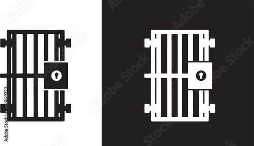 Foto Prison bars icon, restriction and confinement symbol, vector