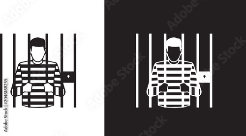 Bild auf Leinwand Prison bars icon, restriction and confinement symbol, vector