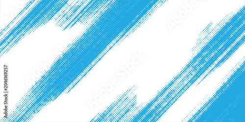Bild auf Leinwand Bright Blue Halftone Brush Strokes with Diagonal Textured Bands and Dynamic Moti