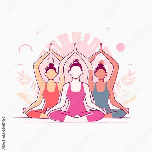 Women meditating in yoga lotus pose