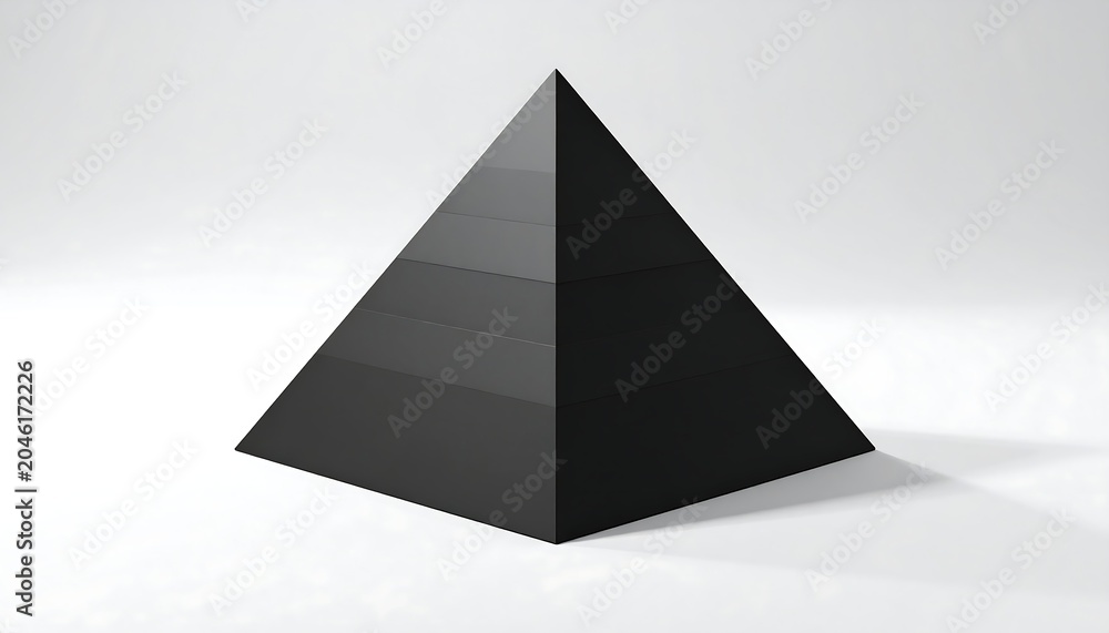 Fototapeta premium A 3D rendering of a black pyramid with a flat base and four triangular sides