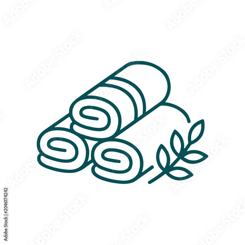 Konstfotografi Rolled Towels with Green Leaf.